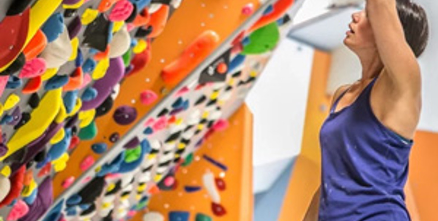 Climbing wall at a gym
